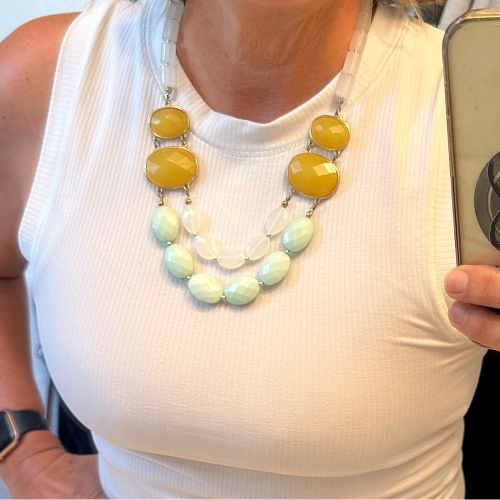 Elegant Yellow and White Beaded Necklace